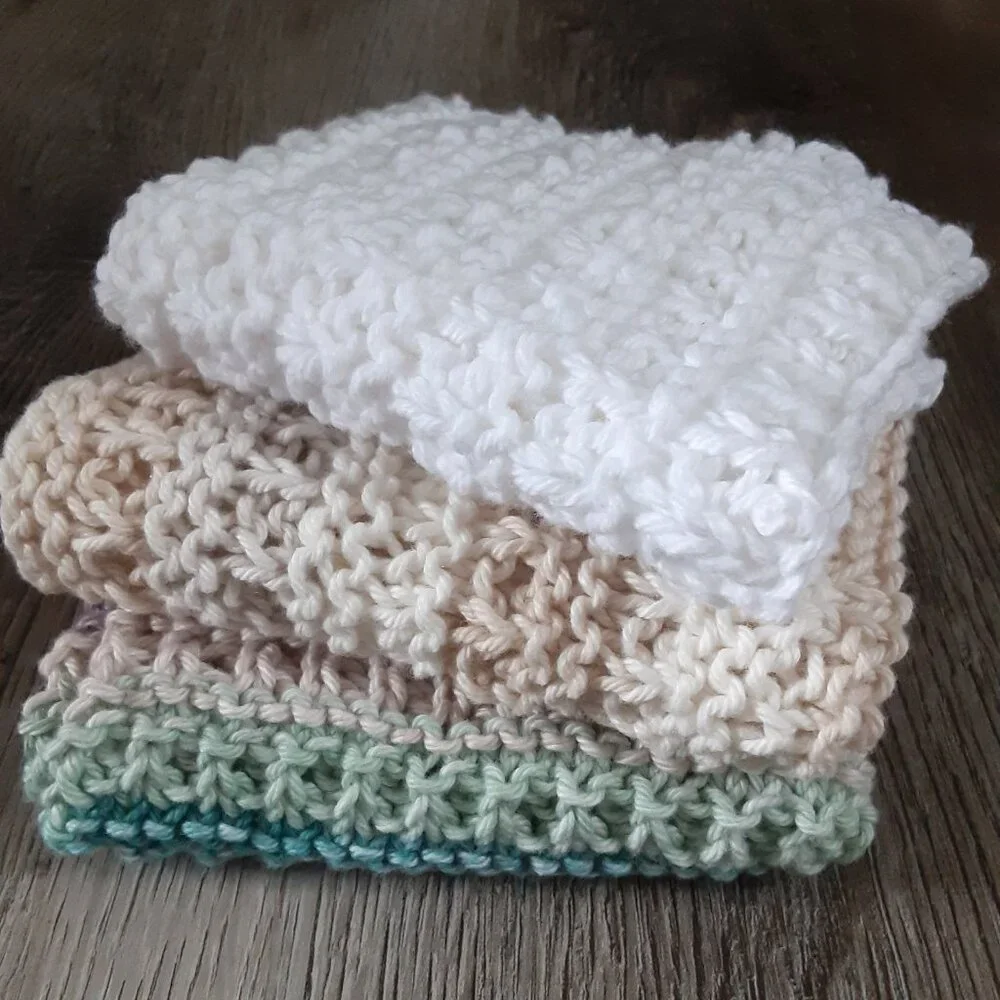Set of 3 Handknit Washcloths